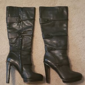 BcbgmaxAzria Black Calfskin Leather Boots